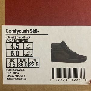 Comfycush Sk8-Hi Vans (Classic) Black/Black